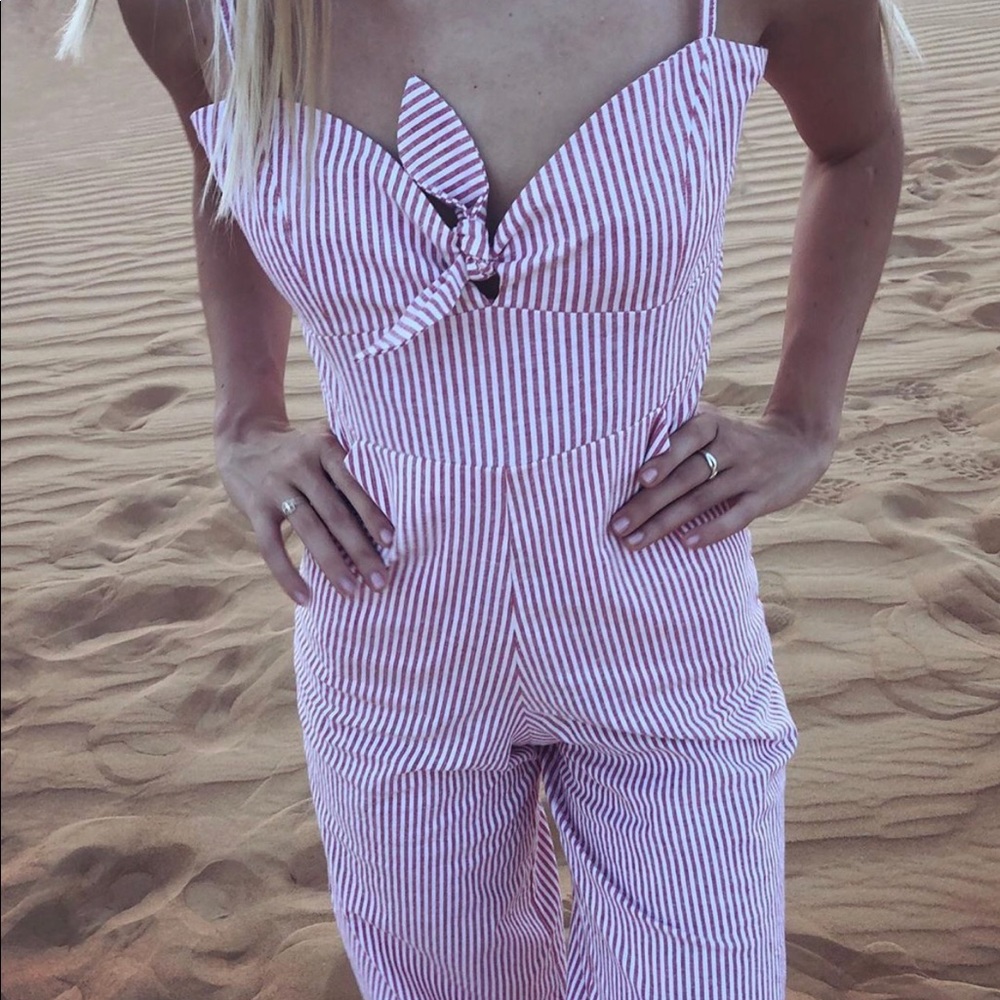 Pink Striped Jumpsuit